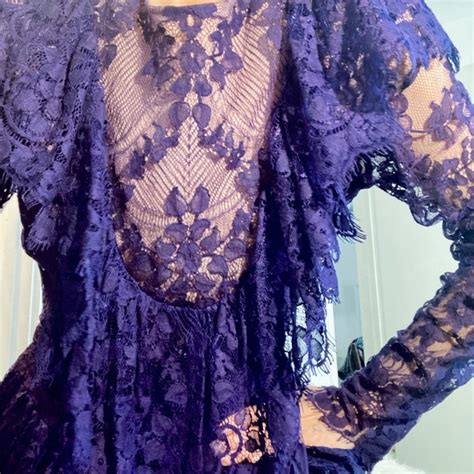 Elie Saab Dresses Elie Saab Purple Lace Mini Dress Nude Lining Victorian Whimsy Goth Ellie