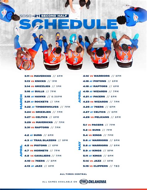 Okc Thunder Schedule Calendar - Kaela Maridel