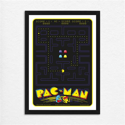 Pac Man Arcade Poster Retro Arcade Poster Pac Man Game 1980 Etsy