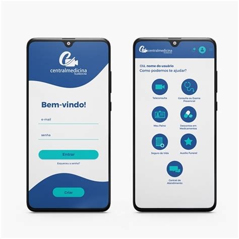 Centralmedicina telas para aplicativo Criação de Aplicativo