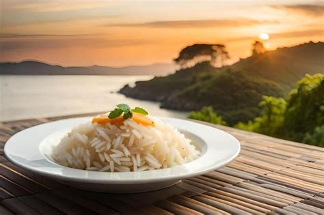 Premium Photo Rice With A View Of The Ocean