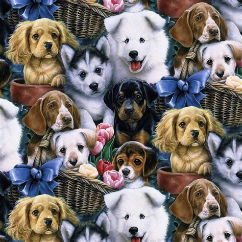 David Textiles Inc 45 100 Cotton Valentines Puppies Craft Fabric