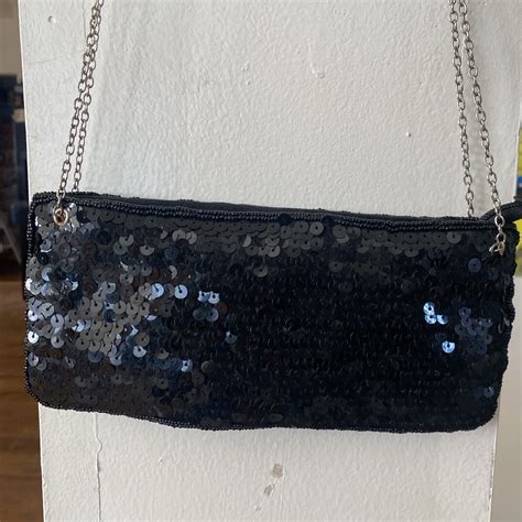 Rare Vintage La Regale Clutch Purse Black Sequined Gem