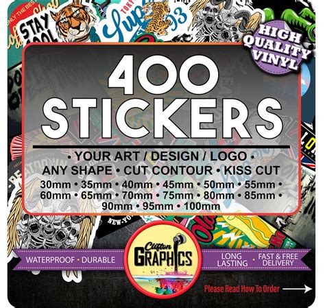 Custom Sticker Bulk Print Vinyl Your Design Decals Labels Etsy