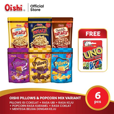 Jual Oishi Pillows Popcorn Mix Variant 6 Pcs Free Kartu UNO