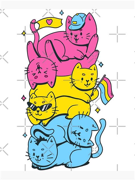 Pansexual Pride Parade 2022 Funny Kawaii Kitty Cat Stack Lgbtq Pan Flag Photographic Print For