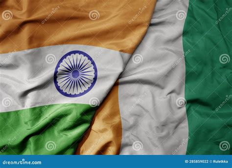 Big Waving Realistic National Colorful Flag Of India And National Flag