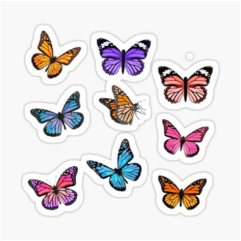 Butterfly Sticker Set Sticker For Sale By Rosyrebelshop Redbubble