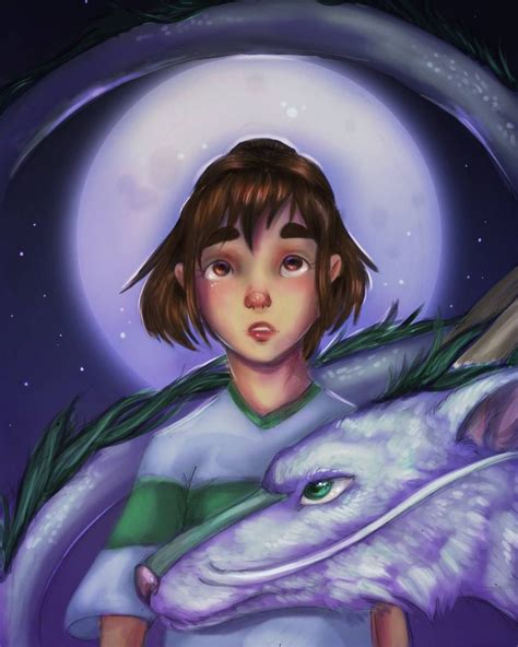 Ghiblis Sen To Chihiro No Kamikakushi Chihiro X Haku Dragon Fanart