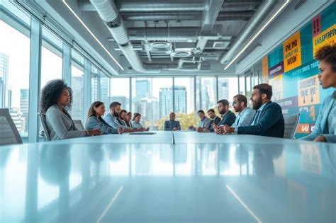 Um grupo de pessoas está sentado em torno de uma mesa tendo uma reunião