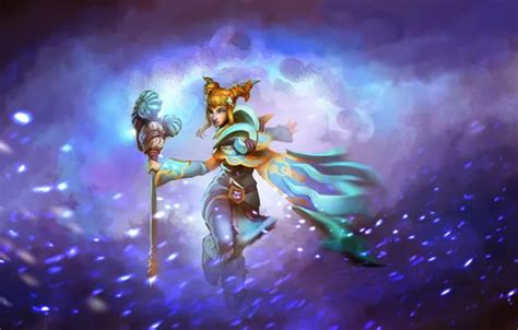 Wallpaper Girl Snow Art Staff Crystal Maiden Dota 2 Rylai