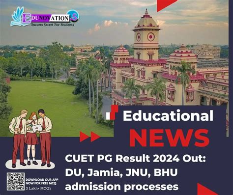 CUET PG Result 2024 Out DU Jamia JNU BHU Admission Processes