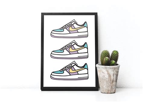 Nike Air Force 1 Illustration Print Etsy