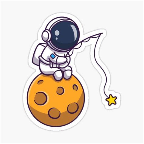 Astronaut Fishing On Moon Sticker For Sale By Jodywahl Astronaut