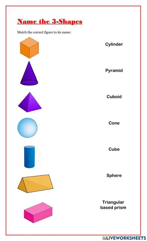 Three Dimensional Shapes Interactive Worksheet Live Worksheets