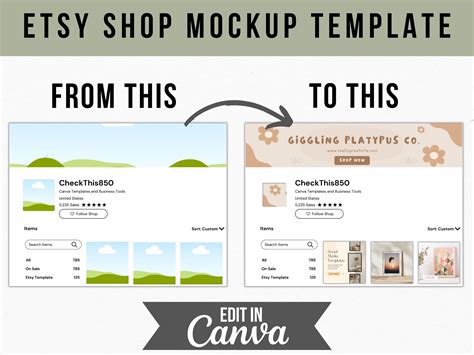 Etsy Shop Mockup Template, Digital Product Mockup, Canva Mockup