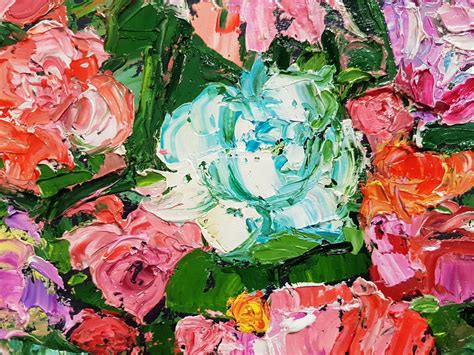 Pink Abstraktes Blumen Gem Lde Original Impasto L Kunstwerk Etsy