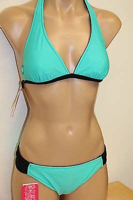 NWT Hula Honey Swimsuit Bikini 2 Piece Set Sz S Reversible Black Teal