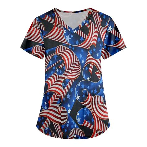 Ehtmsak Independence Day Th Of July Plus Size Scrubs Sets For Women