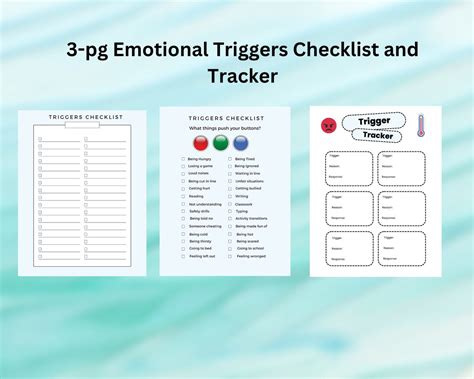 3 Pg Emotional Trigger Checklist And Tracker Printable Social