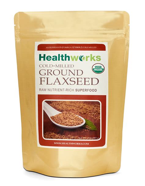 Healthworks Flaxseed Cold Milled Ground Raw Organic 2lb Free Shipping