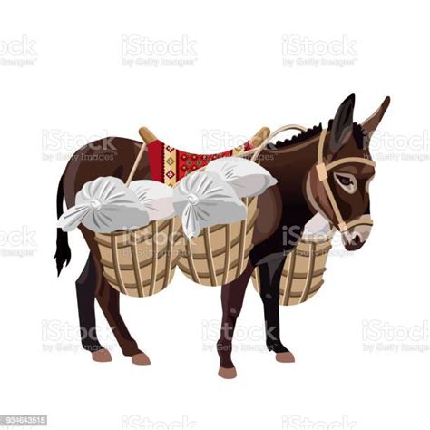 Donkey With A Heavy Load Stock Illustration Download Image Now Mule