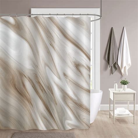 Extra Long Shower Curtain 72 X 84 Tan Brown Marble 84 Inch Shower