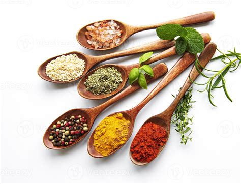 Various spices isolated on white background, top view 2302158 Stock ...