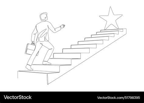 Businessman Walking Up Stair To Reach Star Vector Image