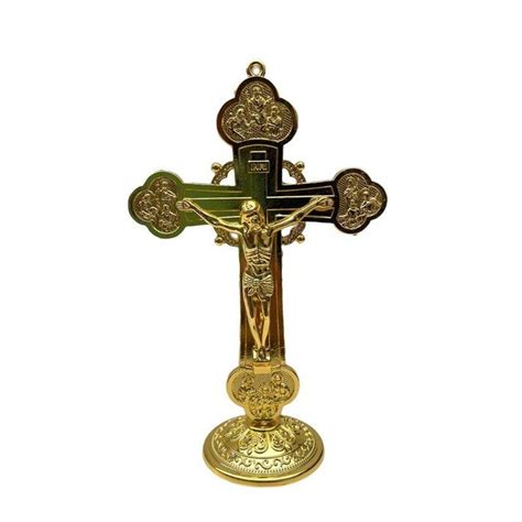 Crucifixo De Mesa Metal Dourado 15cm Shopee Brasil