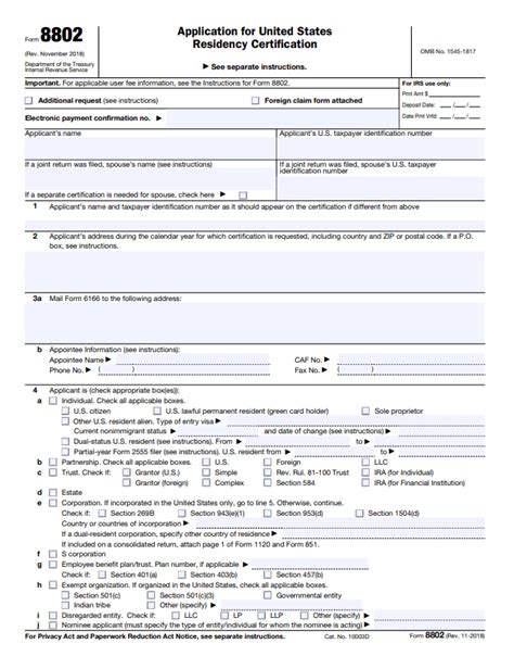 Form 8802 Instructions Us Residency Certification Lendstart