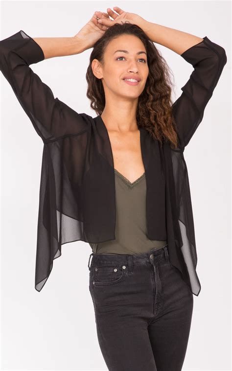 Sheer Chiffon Shrug Bolero Black Likemary Silkfred