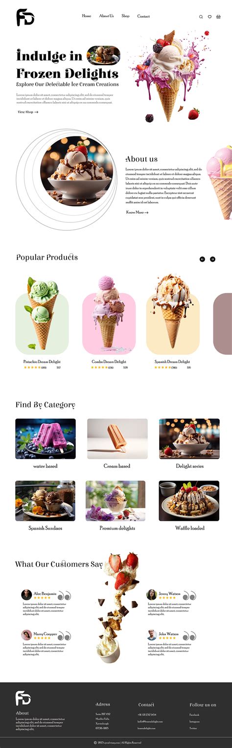 Frozen Delight Ice Cream Store Website By Ujwal Vinay On Dribbble