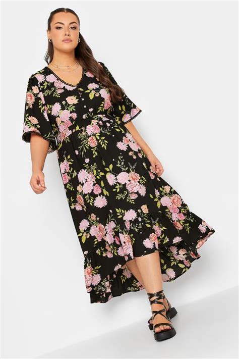 Limited Collection Plus Size Curve Black Floral Print Midaxi Smock