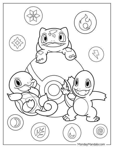 Charmander Pikachu And Squirtle Coloring Pages Coloring Pages