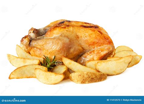 Roast Chicken With Potato Wedges Stock Image Image Of Meat Potato