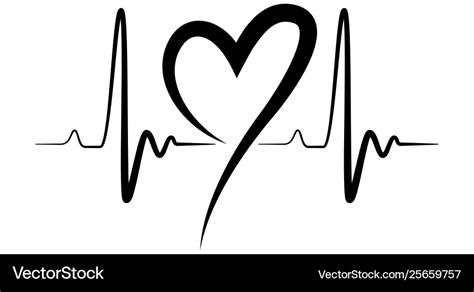 Heartbeat shape black Royalty Free Vector Image