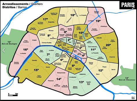 Carte de Paris arrondissement zones - Carte de Paris arrondissement ...