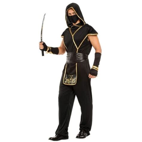 Adult Japan Samurai Black Gold Ninja Costume Cosplay For Men Halloween