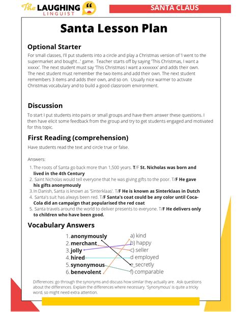 Who Is Santa Claus Christmas Esl Reading Comprehension Worksheet B