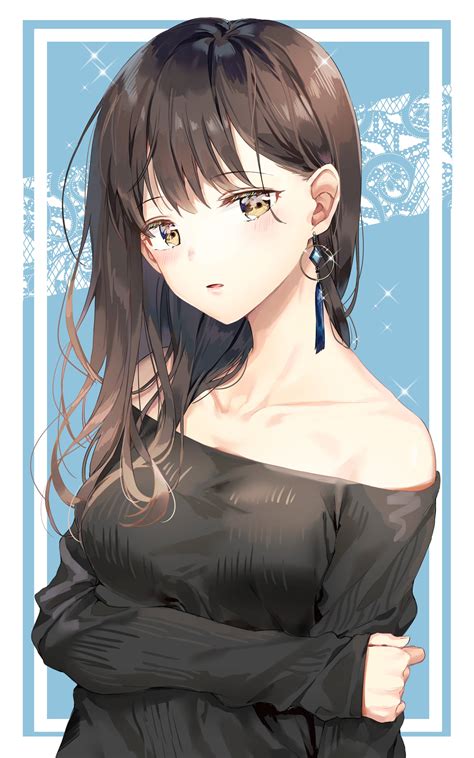 Anime Girl Black Hair Gold Eyes
