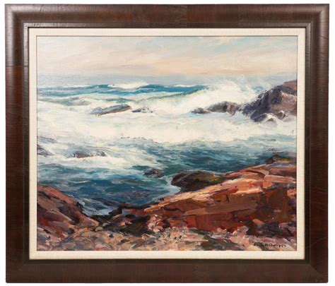 Lot Emile Gruppe Sunny Day Bass Rocks Oil Painting