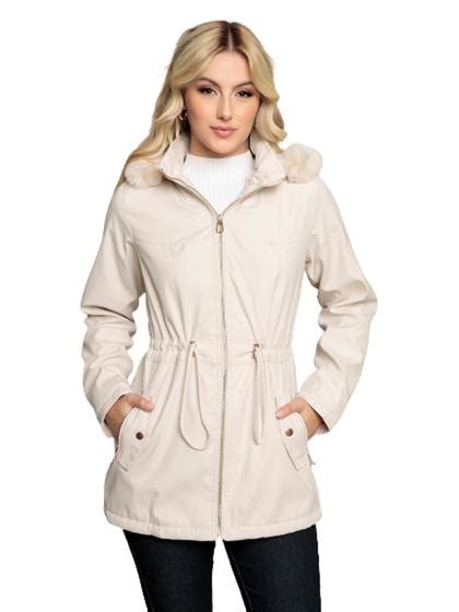 Sobretudo Forrado Feminino Parka Casaco Peluciada M K Shop Casaco