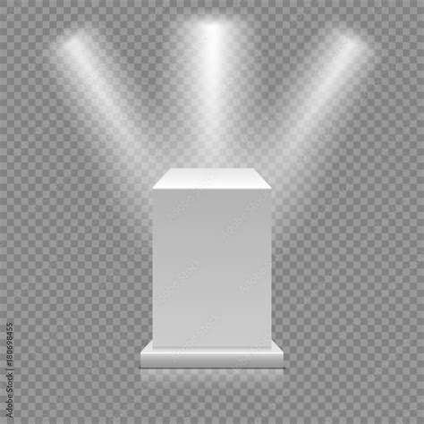 White Empty Podium Isolated On Transparent Background Museum Pedestal