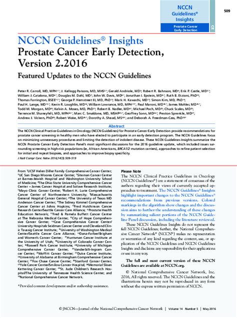 Pdf Nccn Guidelines Insights Prostate Cancer Early Detection