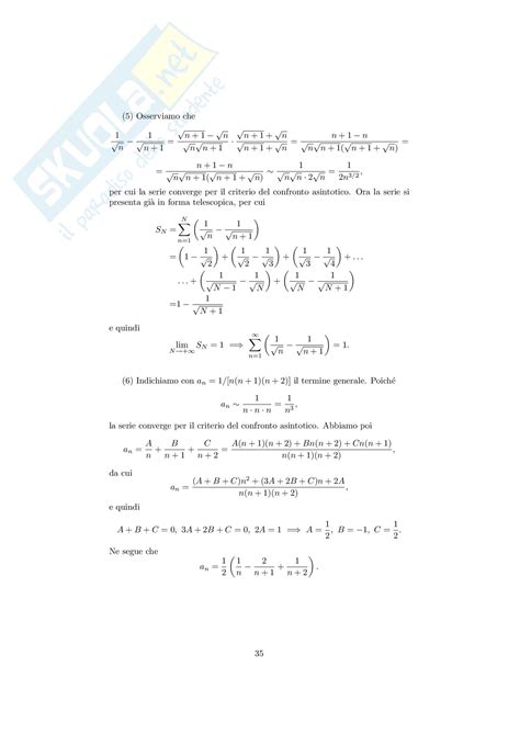 Analisi Matematica Note Ed Esercizi Svolti Su Successioni E Serie