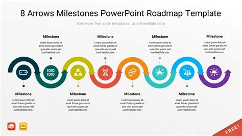 8 Arrows Milestones Powerpoint Roadmap Template 13 Slides Just Free