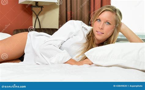 Attractive Blonde Woman In Men S Shirt Stock Photo Image Of Morning