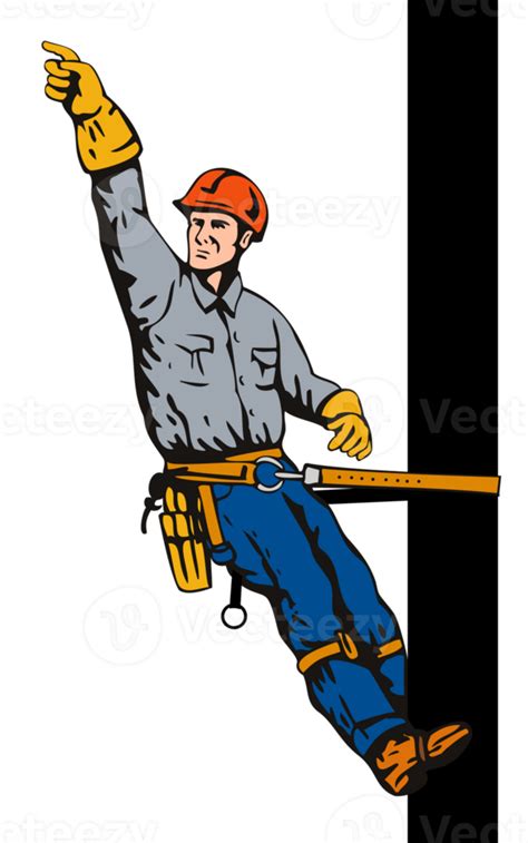 Power Lineman On Pole 14030896 Png