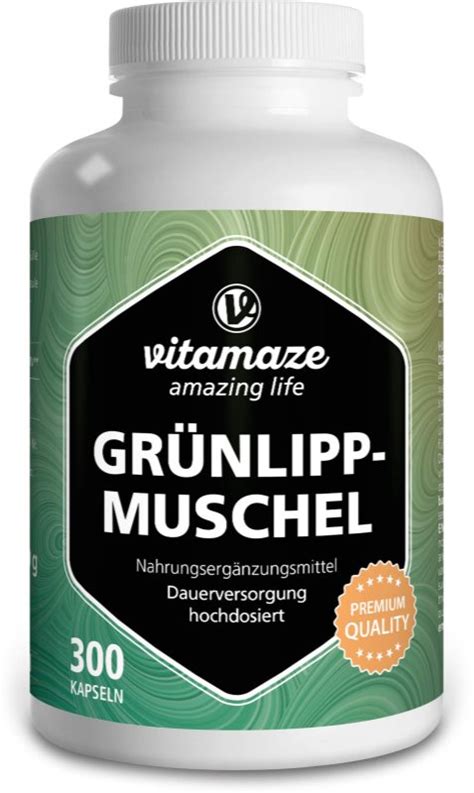 Vitamaze Grünlippmuschel Pulver 500 mg hochdosiert Kapseln für Muskeln